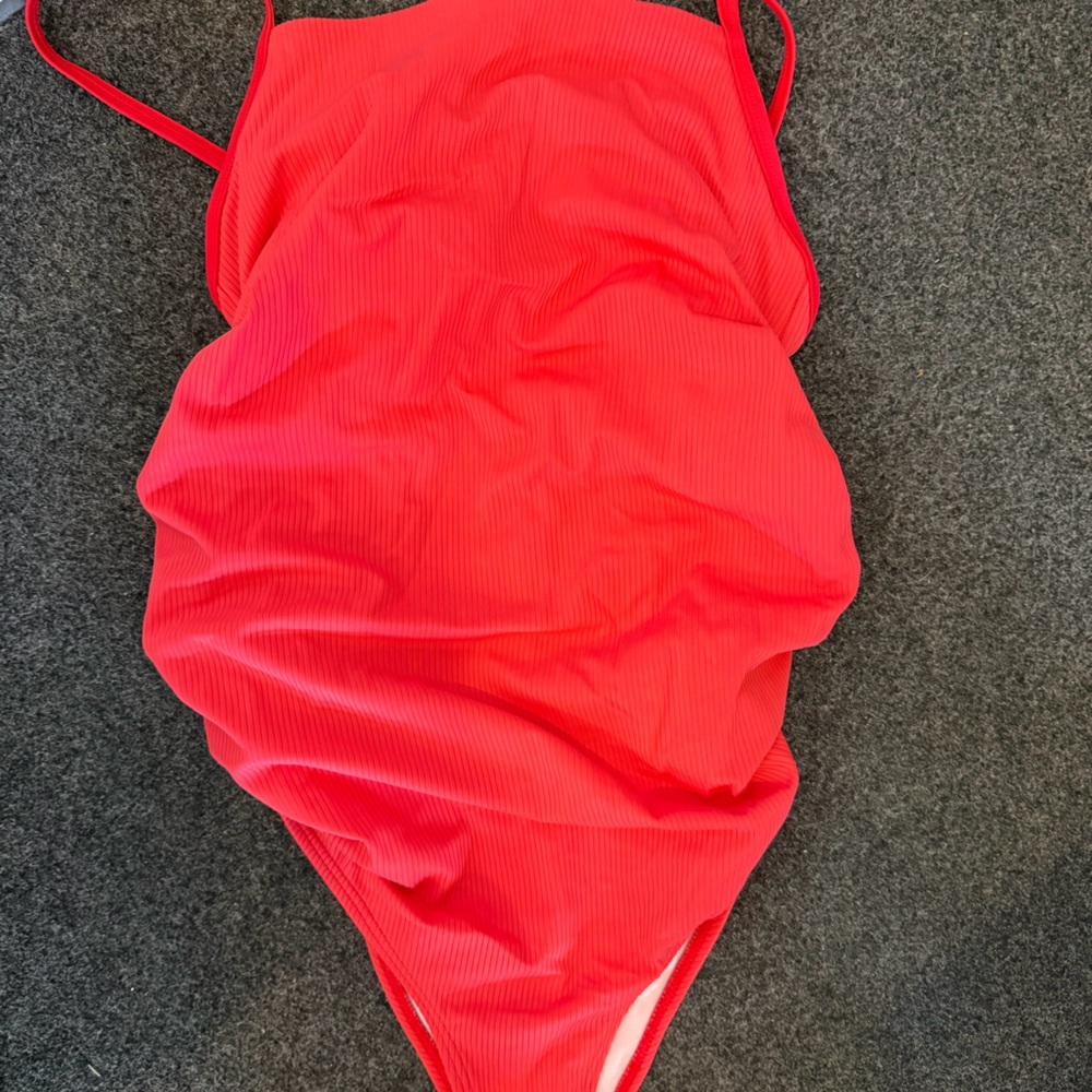 Pinkblush Maternity Bright Red Ribbed One-Piece Swimsuit